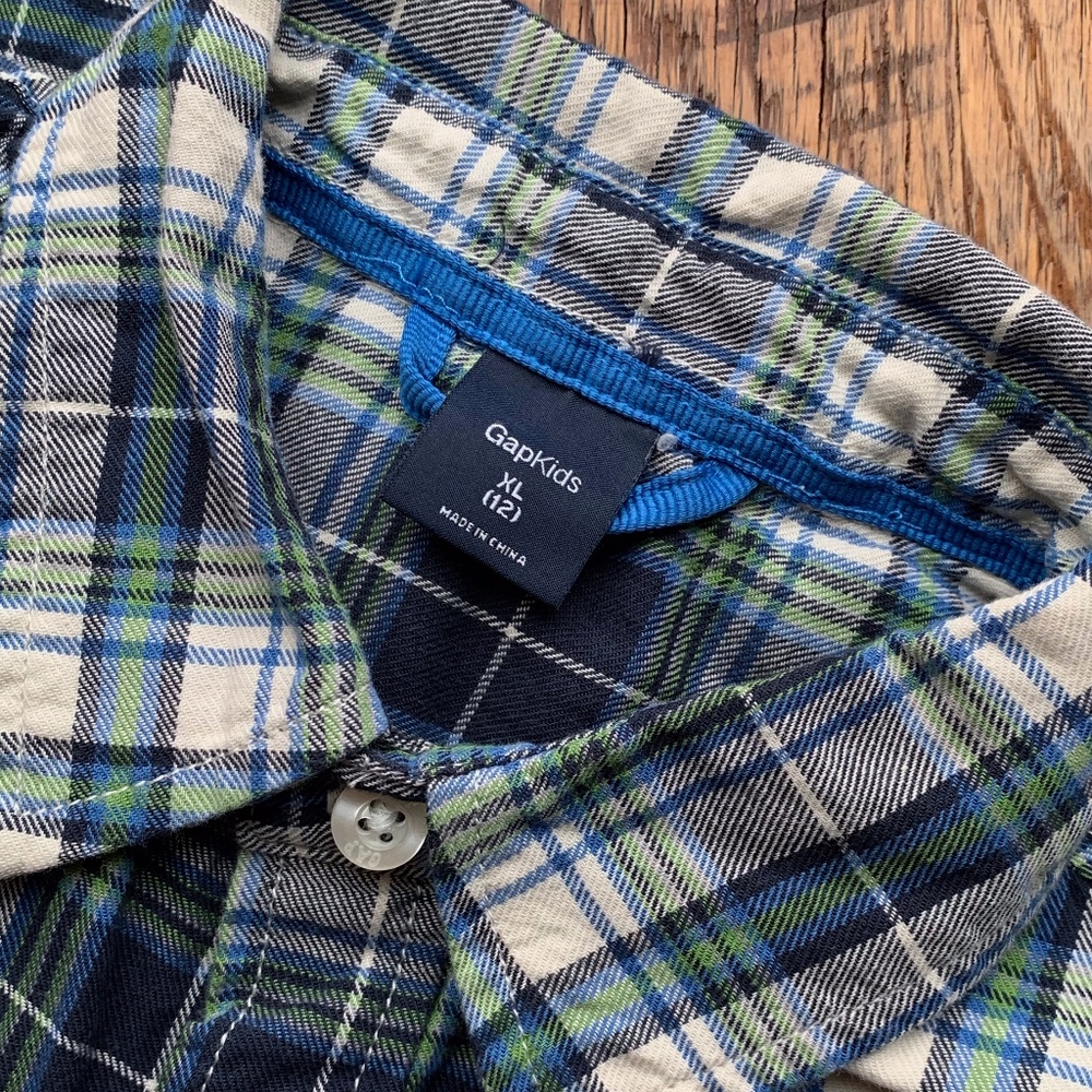 GAP Boys XL plaid button down shirt